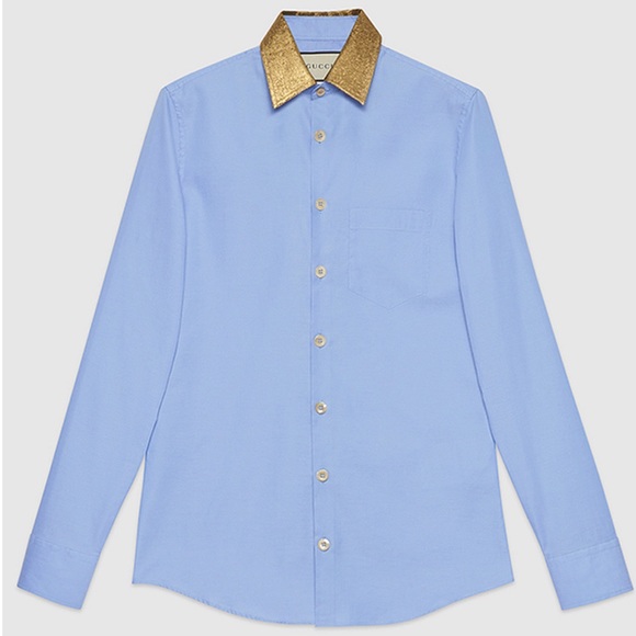 Gucci Other - SALE 🔥 GUCCI Blue Dress Shirt w/ Gold Collar NWT